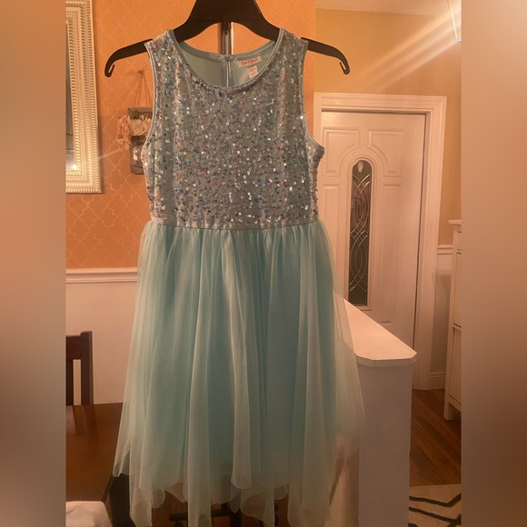 Cat & Jack Other - Girl’s Cat & Jack turquoise sequin/tulle dress size 10-12; excellent condition!